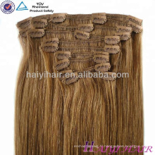 Alibaba meilleurs produits de vente de couleur blonde russe remy cheveux humains Clip en extension de cheveux